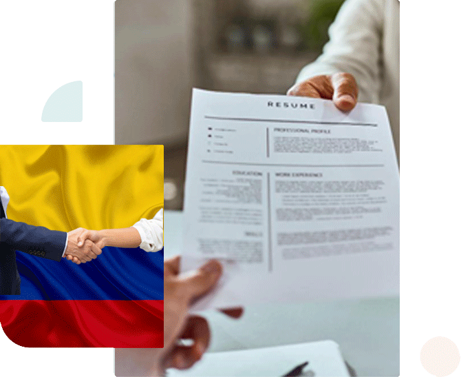 Reclutamiento-Colombia. Imagen ilustrando Selección de Personal con Bandera Colombiana