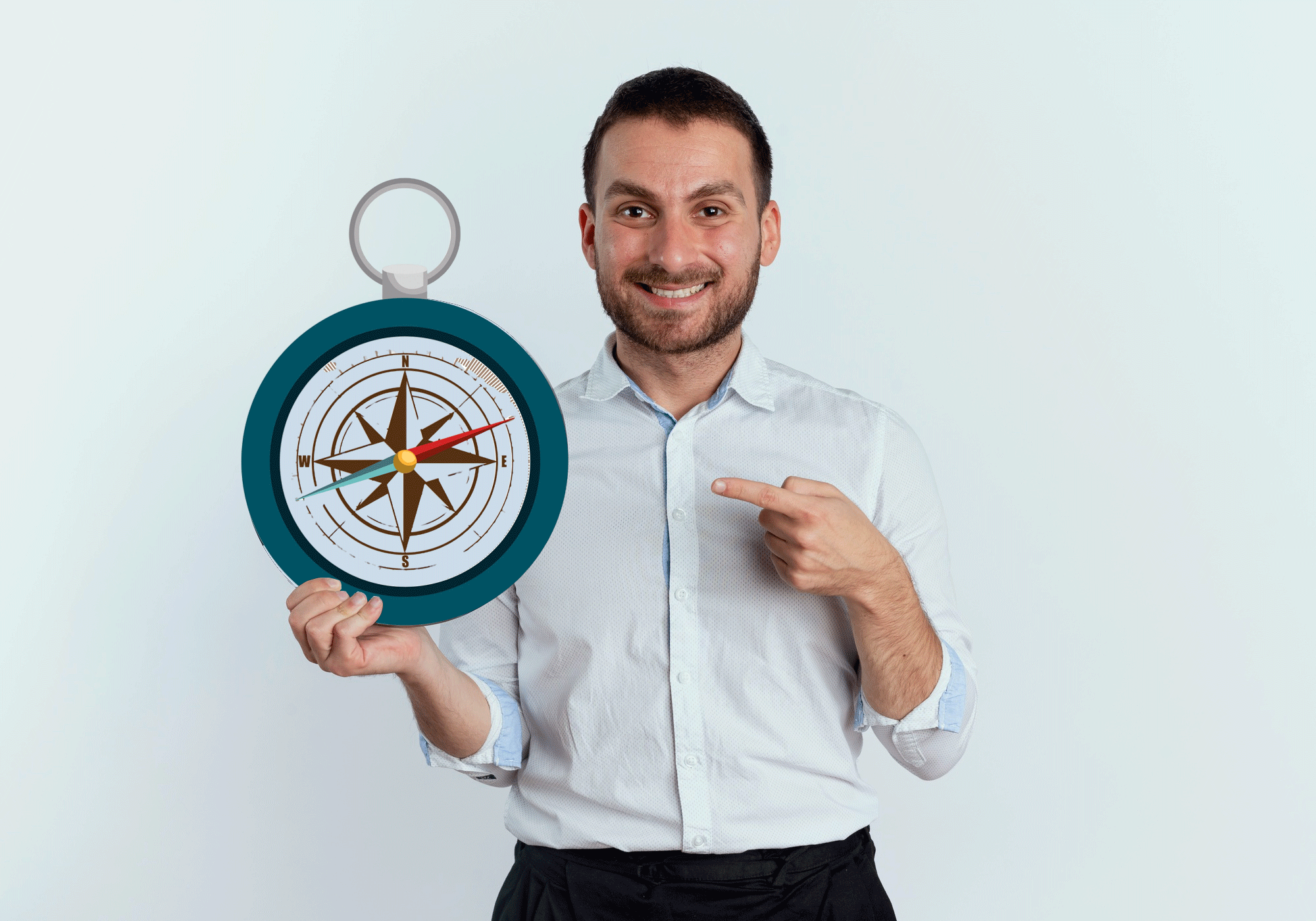 hombre-senalando-brujula-despues-de-recibir-coaching-personalizado